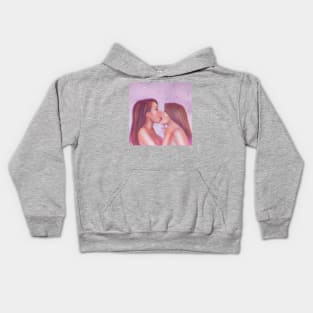 Two Kissing Lovers Girls Kids Hoodie